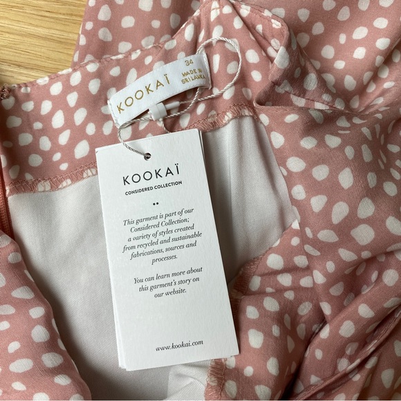 KOOKAI 'Karlie' Rosie Pink Print Twist Front Midi Dress Size 34 AU 6 RRP $220 - Picture 5 of 12